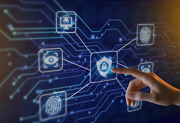 Technology Ai Safety Security Background Ai lines Circuit lines background use for online safe and security purposes encryption data secure transfers