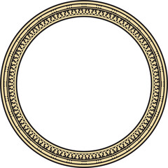 Vector round gold and black seamless classic byzantine ornament. Infinite circle, border, frame Ancient Greece, Eastern Roman Empire. Decoration of the Russian Orthodox Church..