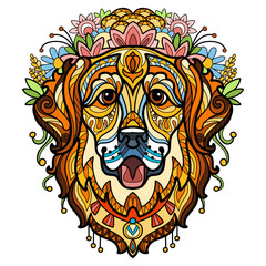 Obraz premium Abstract head of golden retriever dog vector illustration