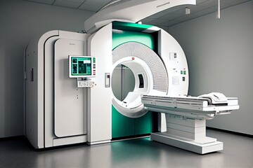 CT scanner in the hospital. Medical equipment. Generative AI