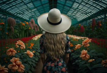 A Joyful AI-Generated Garden of Beautiful Young Women with Flowers in the Sunlight