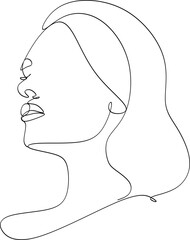 One line beauty woman portrait. Hand drawn linear abstract face