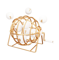 Lottery machine with lottery balls 3d rendering illustration