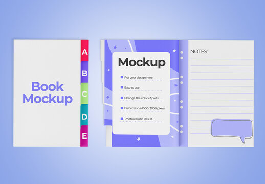 Notebook Planner with Dividers Mockup