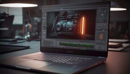 Fototapeta premium Laptop with analytical data