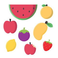 different tropical fruit together vector illustration
