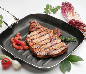 Beef rib cooked on a grill pan