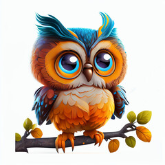 3D owl illustration, generative ai
