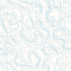 Topographic map background, topo curves seamless texture, geographic grid. Line topography map contour with abstract shapes pattern, mountain hiking trail vector illustration