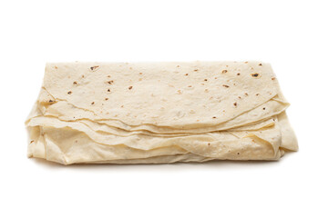Homemade phyllo or filo dough isolated on white background     