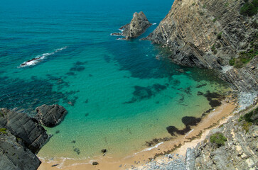 Fototapeta premium Zambujeira do Mar wild beach view in Alentejo, Portugal