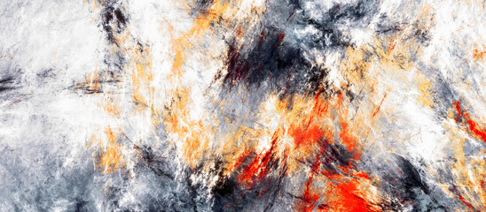 Abstract grey and red color background. Paint splashes. Fractal artwork for creative graphic design