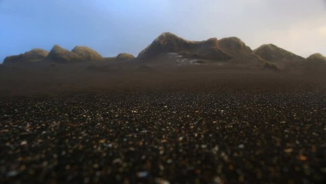 Black sand beach sandstorm Sandvik Iceland