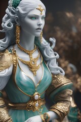 acient marble and jade sculpture of a female necromancer