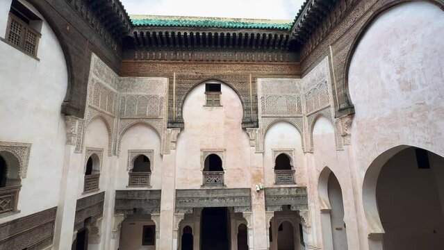 The interior of Cherratine Madrasa in the old medina of Fez, Morocco