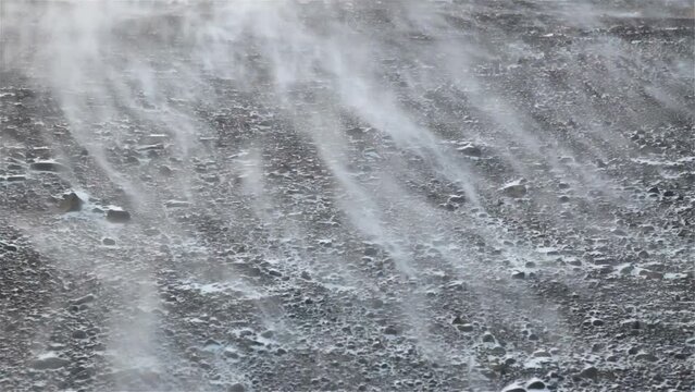 Arctic wasteland Iceland winter rocks wind snow