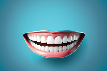 Smile on blue background, healthy dental, ai generated