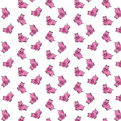 pink rose background Pattern with Pink Hippos Cute Pattern for Kids Vector Image