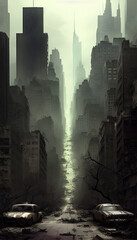 AI Digital Illustration Post Apocalyptic Manhattan