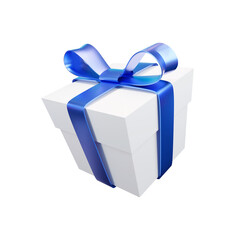 Gift box with blue bow 3d rendering illustration