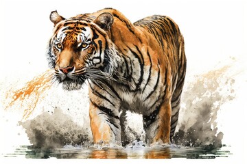 Fototapeta na wymiar tiger in the river