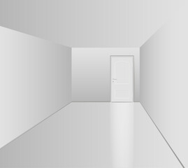 The interior of an empty, bright room with a white door.
Free space for copying 3d vector images.