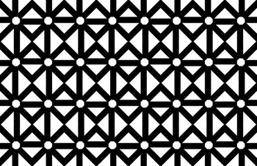 black and white geometric pattern seamless wallpaper steel tile element tile mesh art background.   