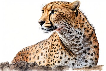 Cheetahs Watercolor Isolate on white background.
