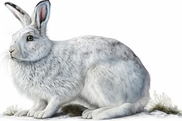 Arctic Hare watercolor Isolate on white background.