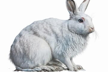 Obraz premium Arctic Hare watercolor Isolate on white background.