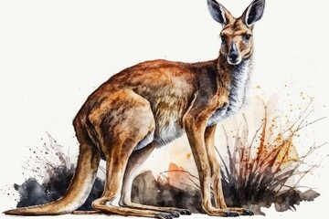 Naklejka premium Discover the perfect pairing - the vibrant beauty of this Kangaroo Watercolor!