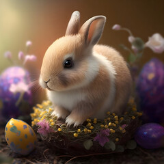 Easter bunny with easter egg AI generated