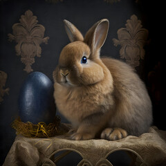 Easter bunny with easter eggs AI generated
