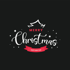 Merry Christmas Happy New Year Black Design Backdrop Template
