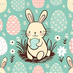 easter bunny with easter egg AI generated