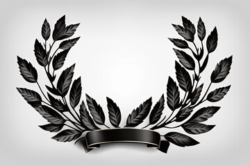 Obraz premium Black laurel wreath illustration, white background. Generative AI