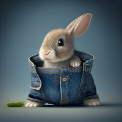 Cutte bunny inside of miniature pants AI generated