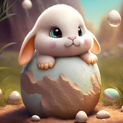 Easter bunny in a easter egg AI generated
