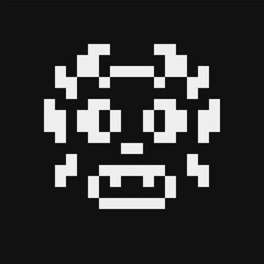 Ogre character pixel art style icon. Facial expression. 1-bit style. Isolated abstract vector.