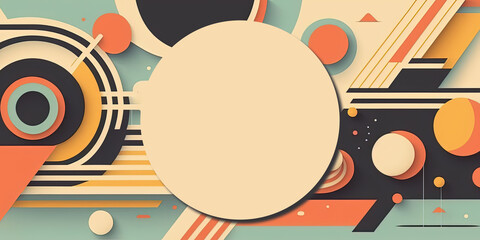 Obraz premium Abstract geometrical retro banner design, space for text, retro flat design, generative ai