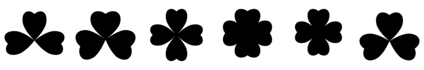 Clover icons, set St. Patrick’s Day signs, vector illustration
