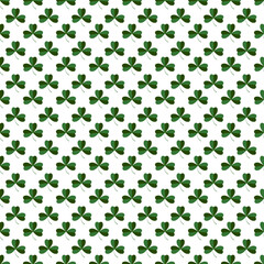 Shamrock or green clover leaves seamless pattern background flat design vector illustration isolated on white background. St Patrick’s Day shamrock symbols decorative elements pattern.
