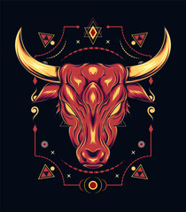 Bull head mascot. Buffalo vector logo