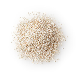 Dried white quinoa seeds isolated on white background