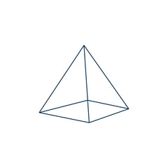 Vector illustration showing the internal structures of a square -based pyramid, vectorized polyhedron, mathematical forms, education, exact sciences.