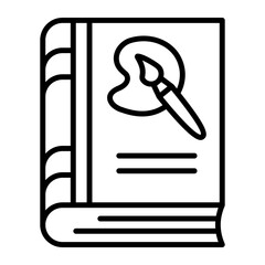 Color palette and brush on book, vector design of art book