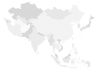 Fototapeta na wymiar Asia map dotted pattern (dot pattern) with countries highlighted. Asia map illustration. Asian Map. 