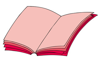 Open book in doodle style. Freehand drawing. Doodle. Hand Drawn. Outline.	