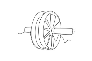Single one line drawing abs roller. Fitness equipment concept. Continuous line draw design graphic vector illustration.
