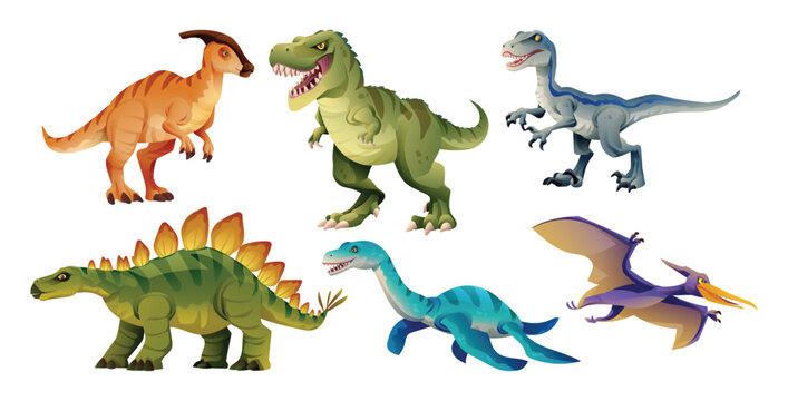 Set of cartoon dinosaur characters vector illustration